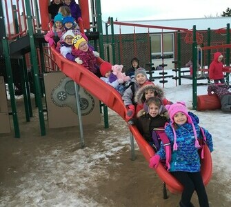 Children on a slide